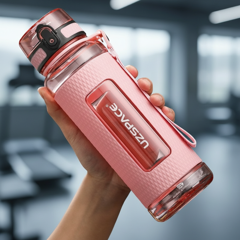 Garrafa Gym Colors UZSPACE® — Vermelho Meixa (segurando na mão)